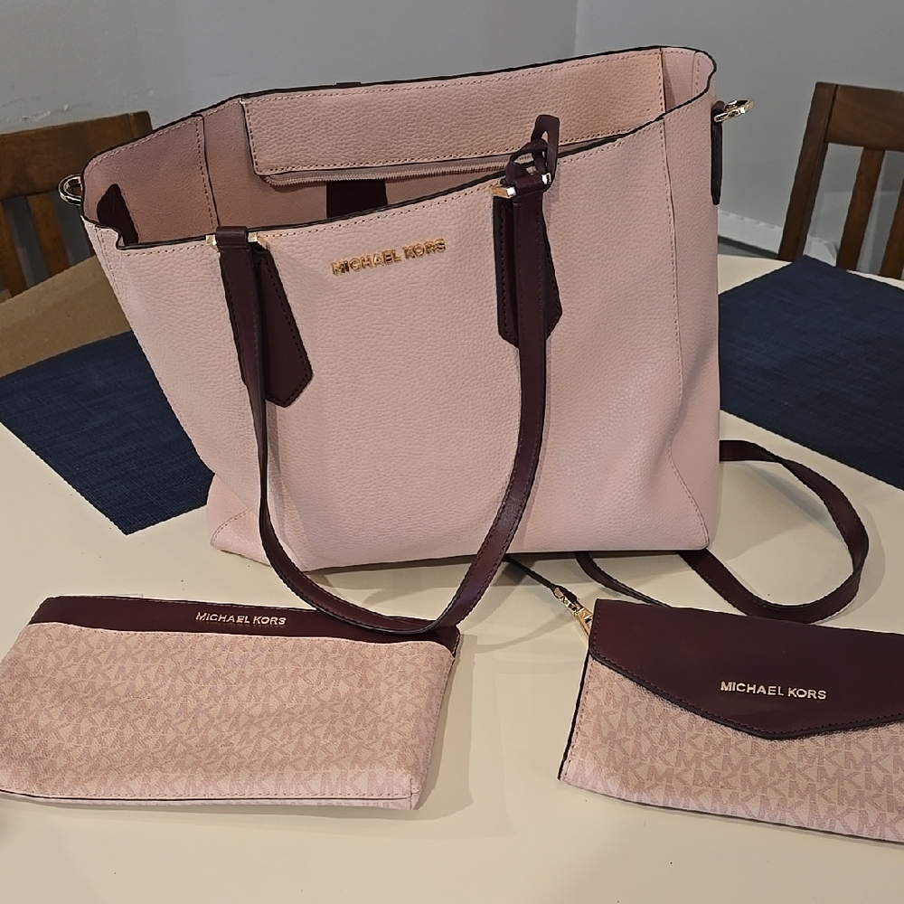 Michael Kors Pink and Burgundy Women's Bag Set